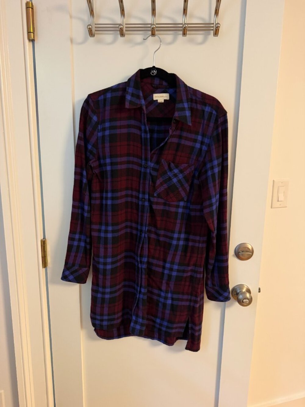 Aritzia "Golden by TNA" Plaid Cotton Flannel Shirt Dress - Picture 2 of 3